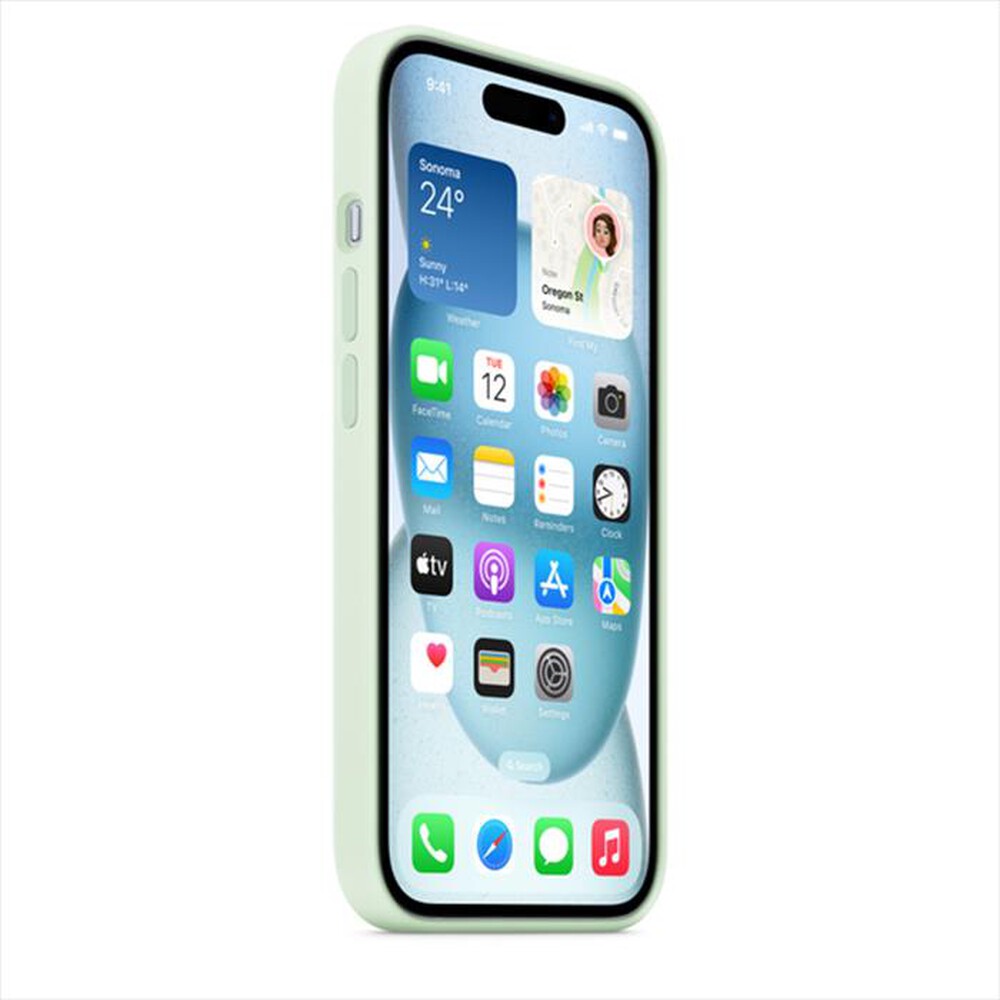"APPLE - Custodia MagSafe in silicone per iPhone 15-Menta fredda"