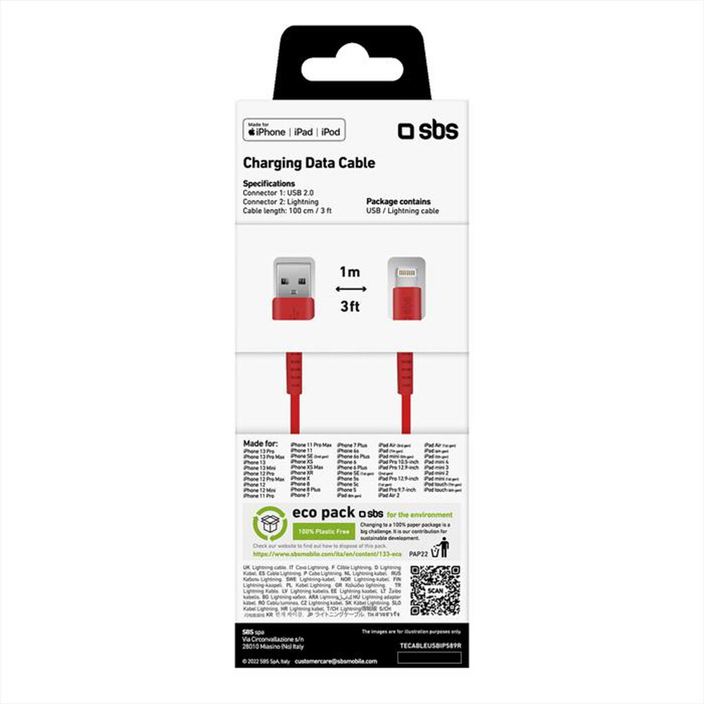 "SBS - TECABLEUSBIP589R-Rosso"
