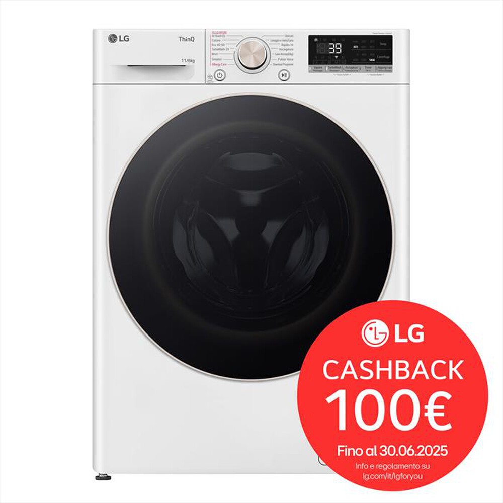 "LG - Lavasciuga AI DD D4R7011TSWG 11/6 Kg Classe A-Bianca"