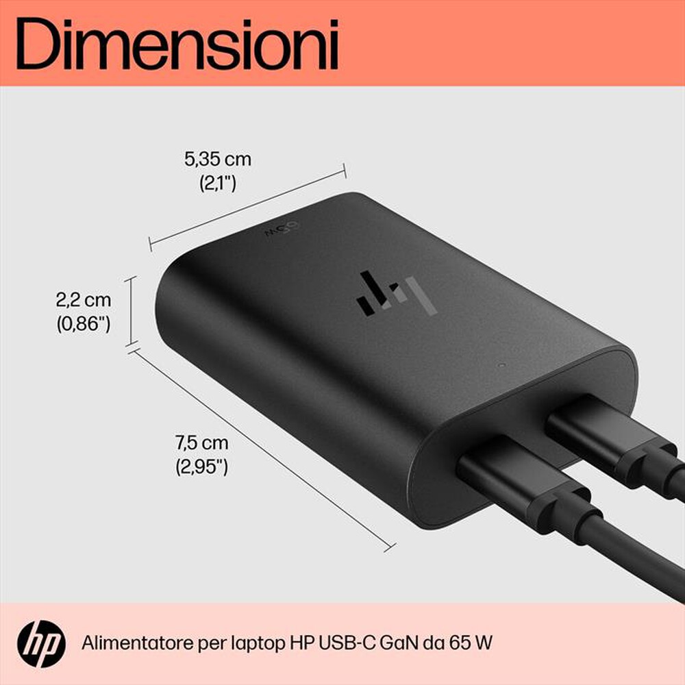 Immagine del prodotto HP - CARICABATTERIE USB-C GAN DA 65W-Nero