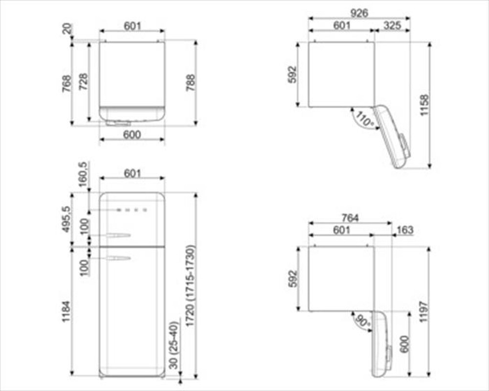"SMEG - Frigorifero 2 porte FAB30RSV5 Classe D 298lt-Argento"