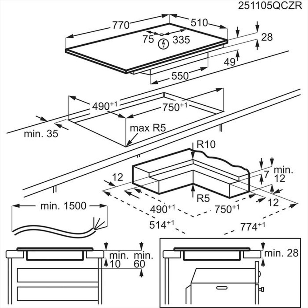 Immagine del prodotto AEG - Piano cottura elettrico TI84IB30IZ 77 cm-Nero