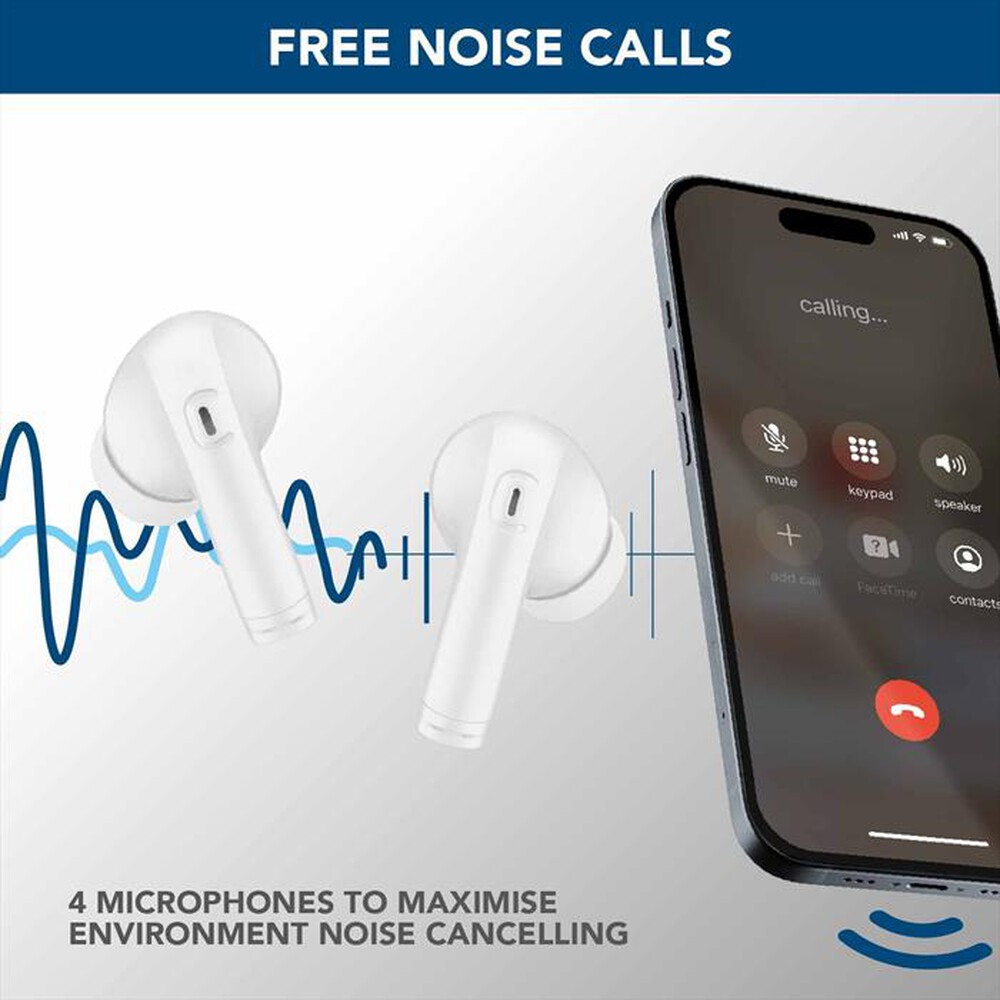 Immagine del prodotto CELLULARLINE - Auricolare bluetooth BTKEYPROTWSW-Bianco