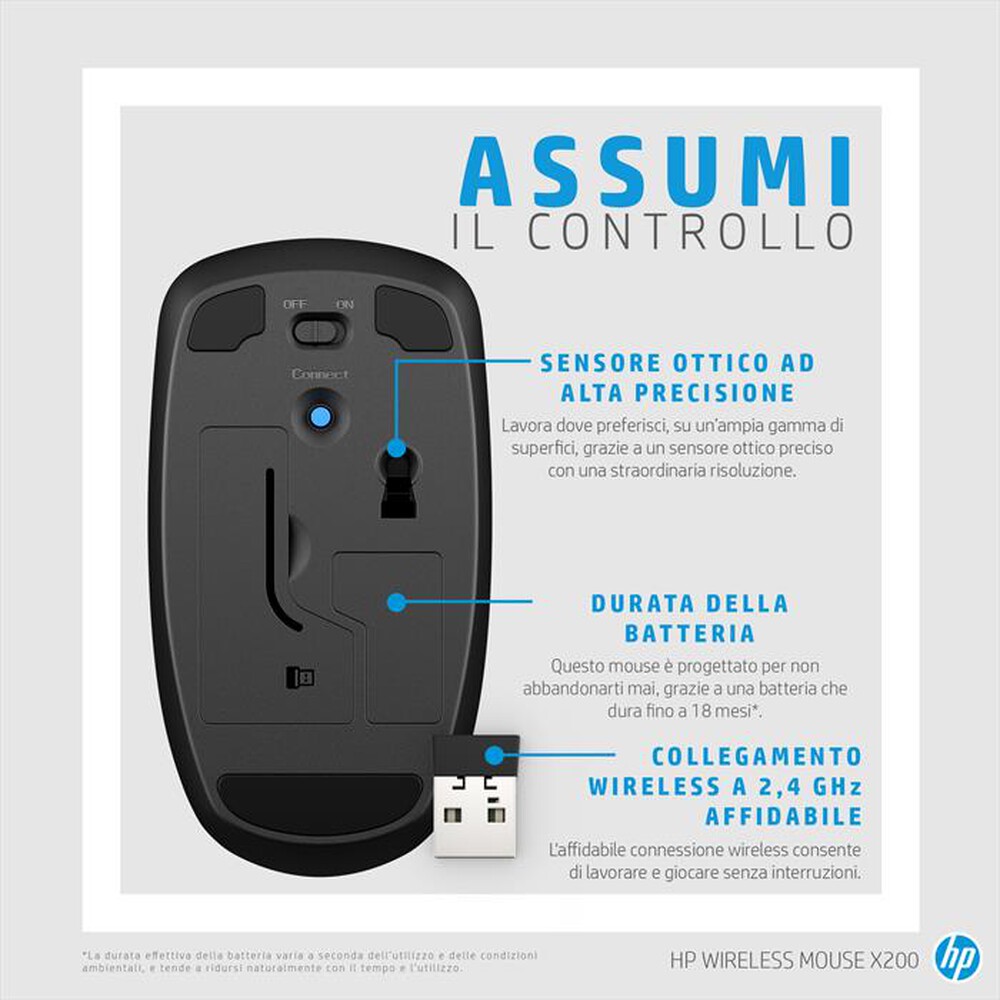 "HP - HP MOUSE X200-Nero"