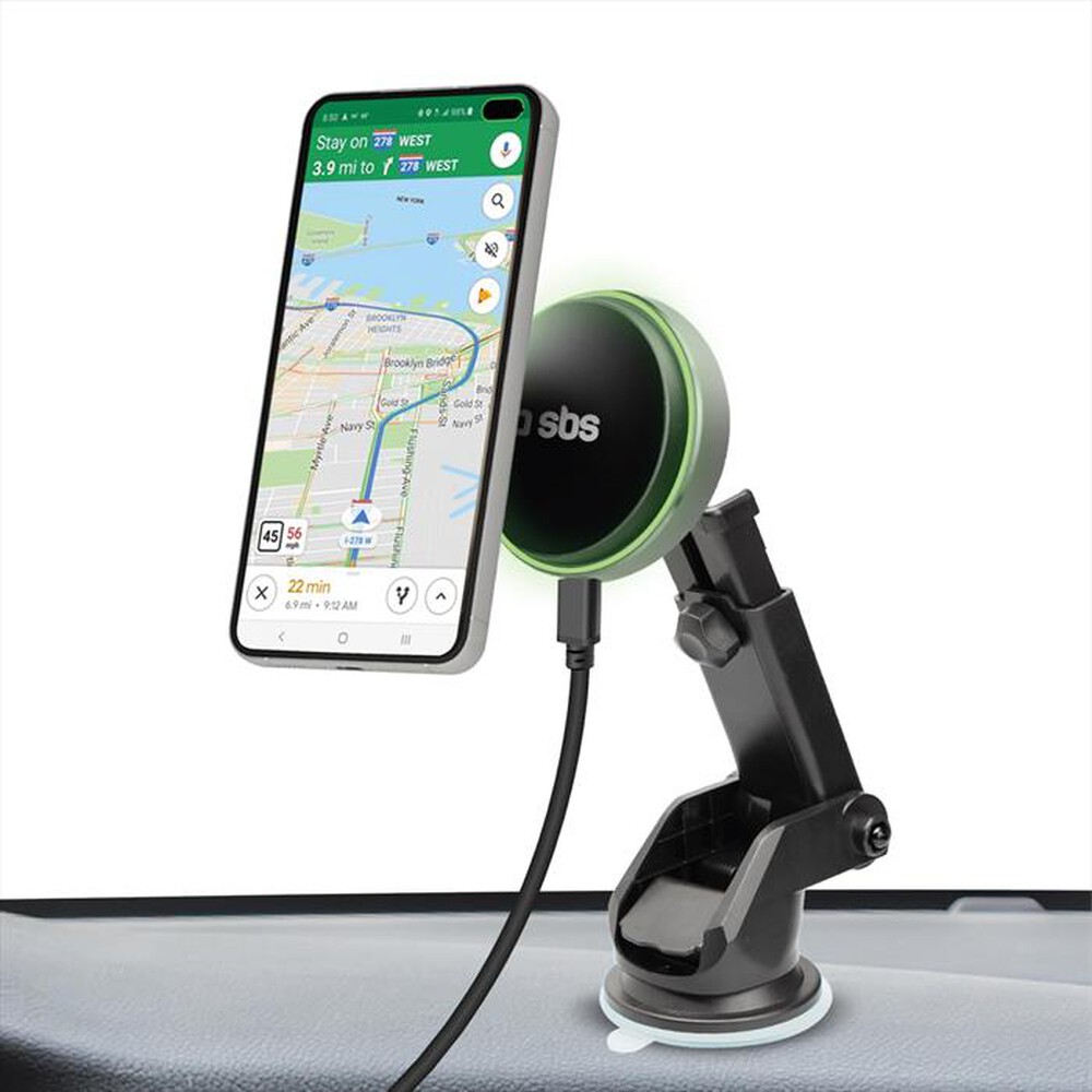 "SBS - Supporto auto wireless TESUPMAGEXTWIR15W-Nero"