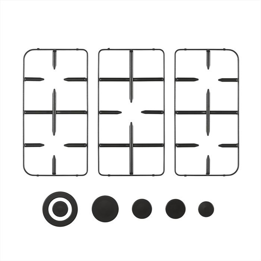 "GLEM GAS - 9N70MAT kit 3 griglia piattina + 5 spartifiamma-NERO"