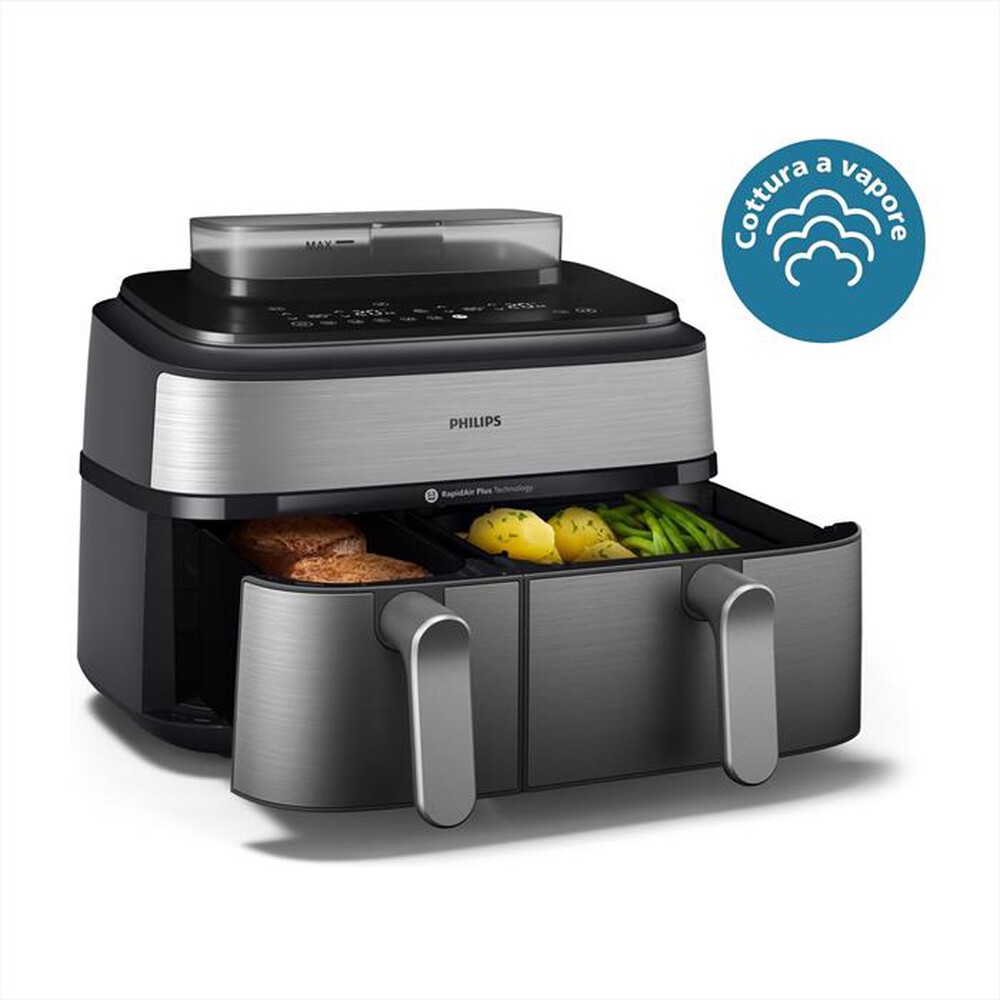"PHILIPS - AIRFRYER SERIE 5000 DA 9L COTTURA VAPORE NA555/00-Inox"