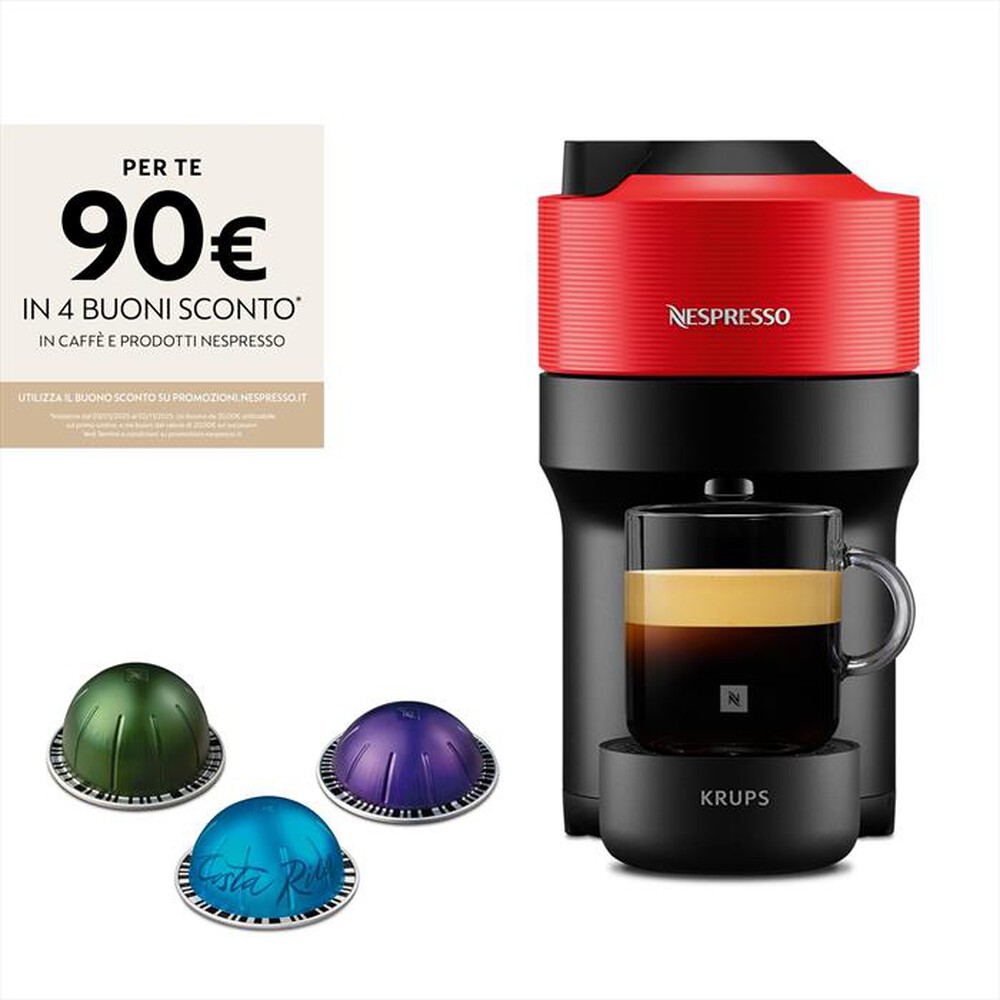 "KRUPS - Macchina da caffè VERTUO POP XN9205K Nespresso-RED"