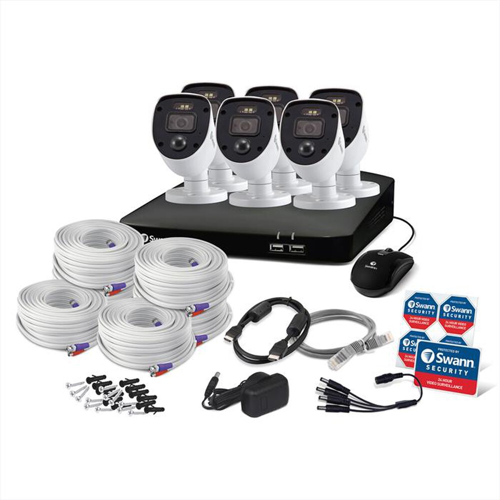 "SWANN - KIT NVR 1TB 8CH + 6 CAM FULL HD-White"