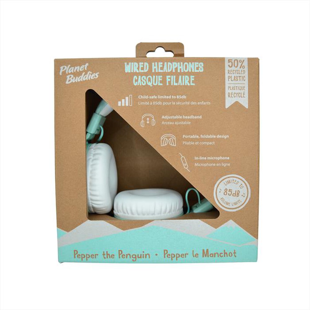 "PLANET BUDDIES - Cuffie wired PEPPER THE PENGUIN-Light blue - Azzurro"