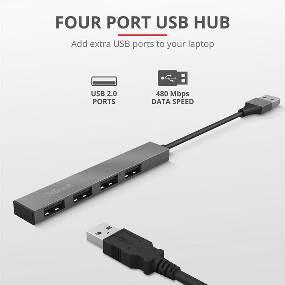 "TRUST - HALYX 4-PORT MINI USB HUB-Black"
