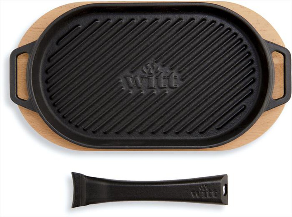 "WITT - GRIGLIA IN GHISA CON BASE LEGNO-Black"