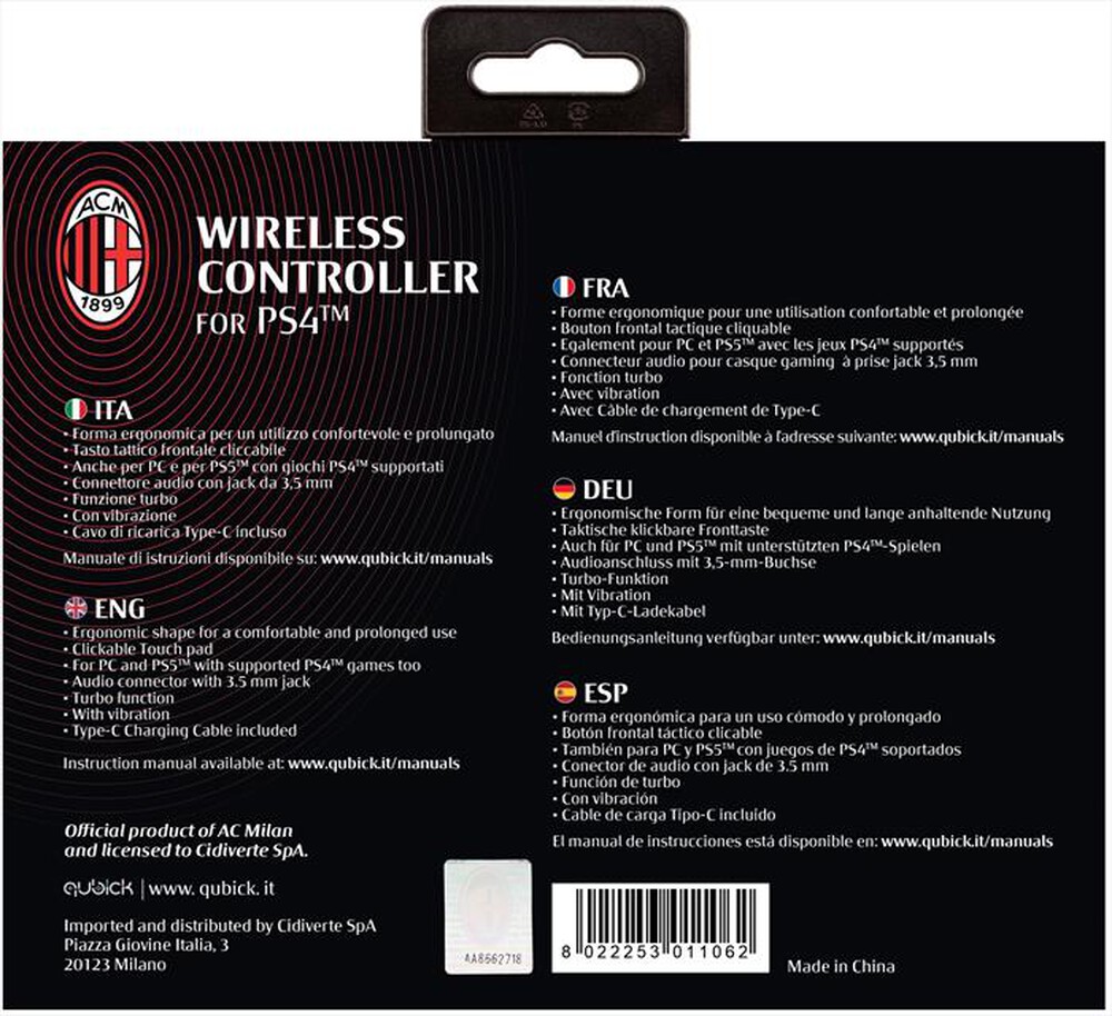"QUBICK - WIRELESS CONTROLLER AC MILAN"