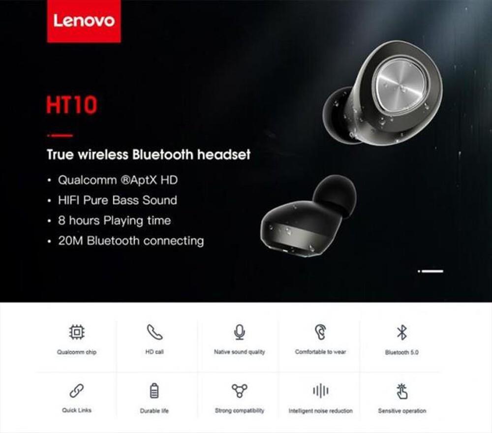 "LENOVO - CUFFIE A DOPPIO MICROFONO HT10-Nero"
