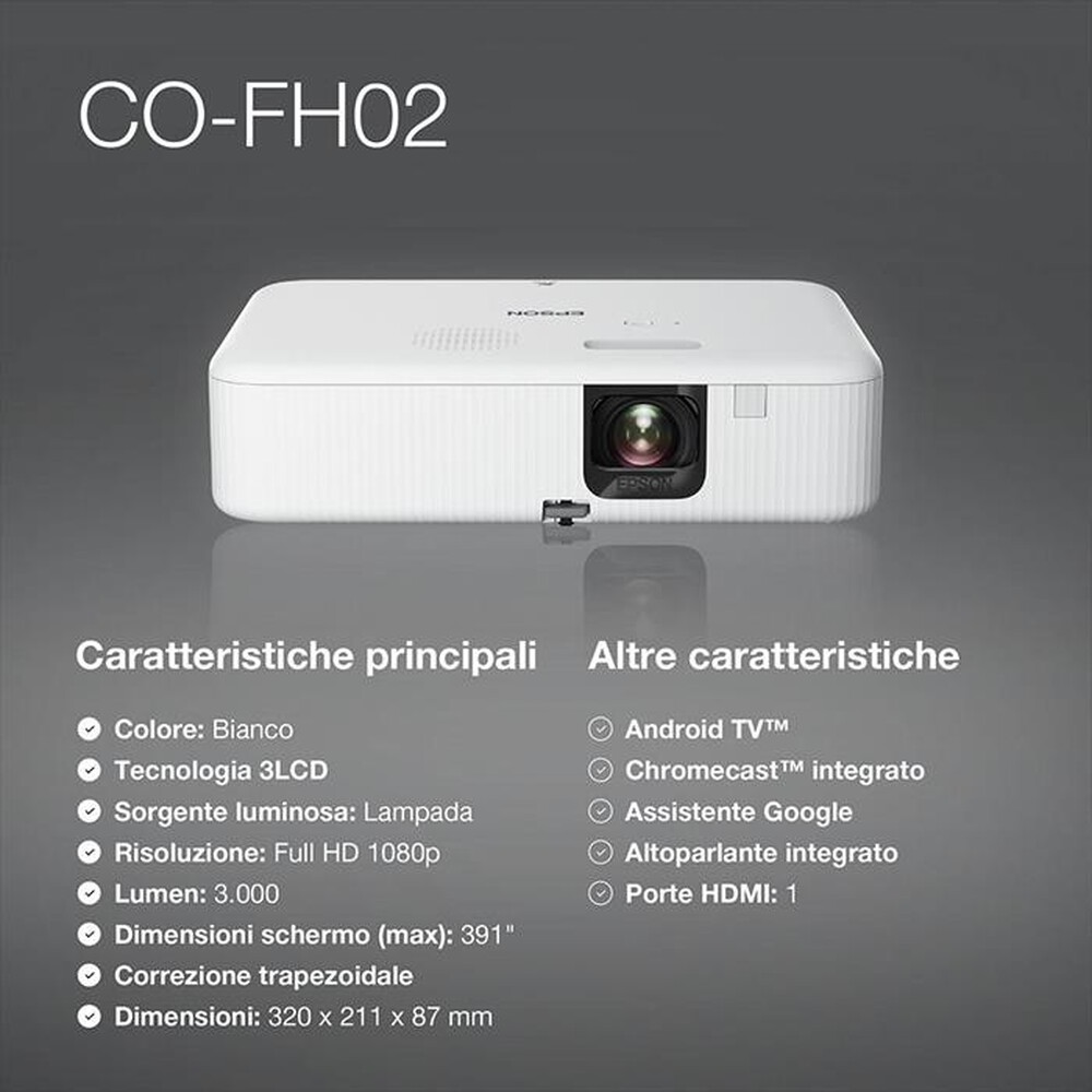 Immagine del prodotto EPSON - Videoproiettore CO-FH02-Bianco/Nero