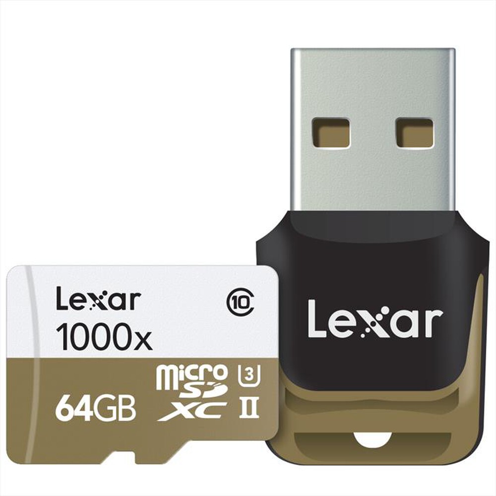 "LEXAR - MICROSDXC 1000X W/RE 64GB-White/gold"