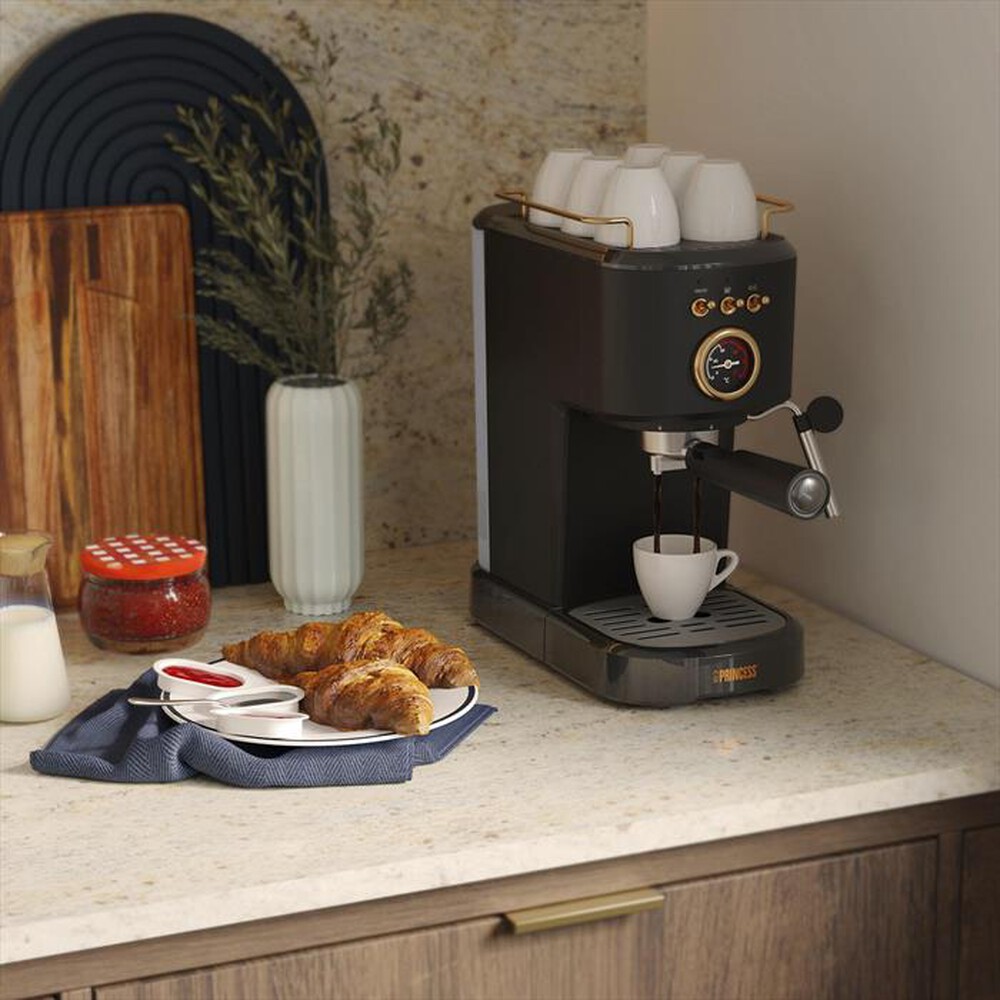 "PRINCESS - MACCHINA CAFFE' ESPRESSO 3 IN 1-Nero / Acciaio-Plastica"