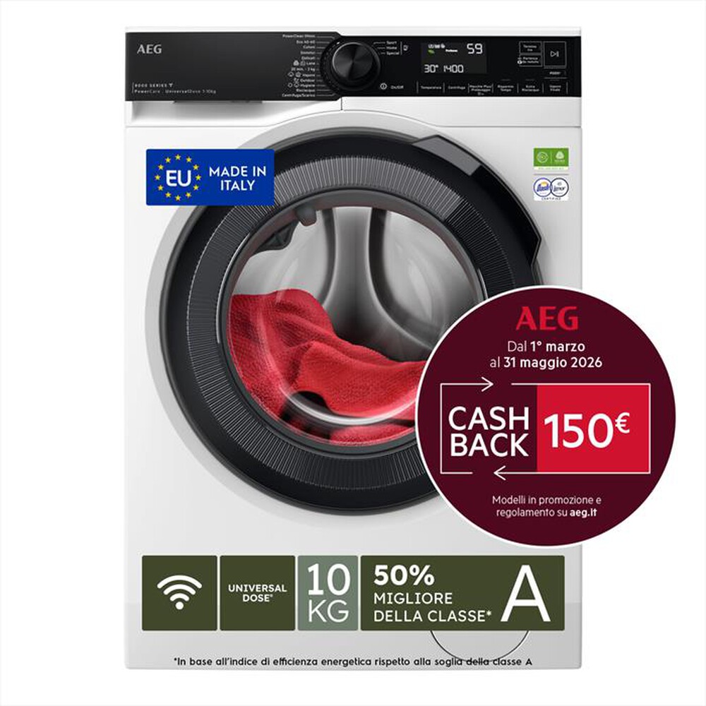 Immagine del prodotto AEG - Lavatrice LR8FH104VY 10 Kg Classe A-Bianco
