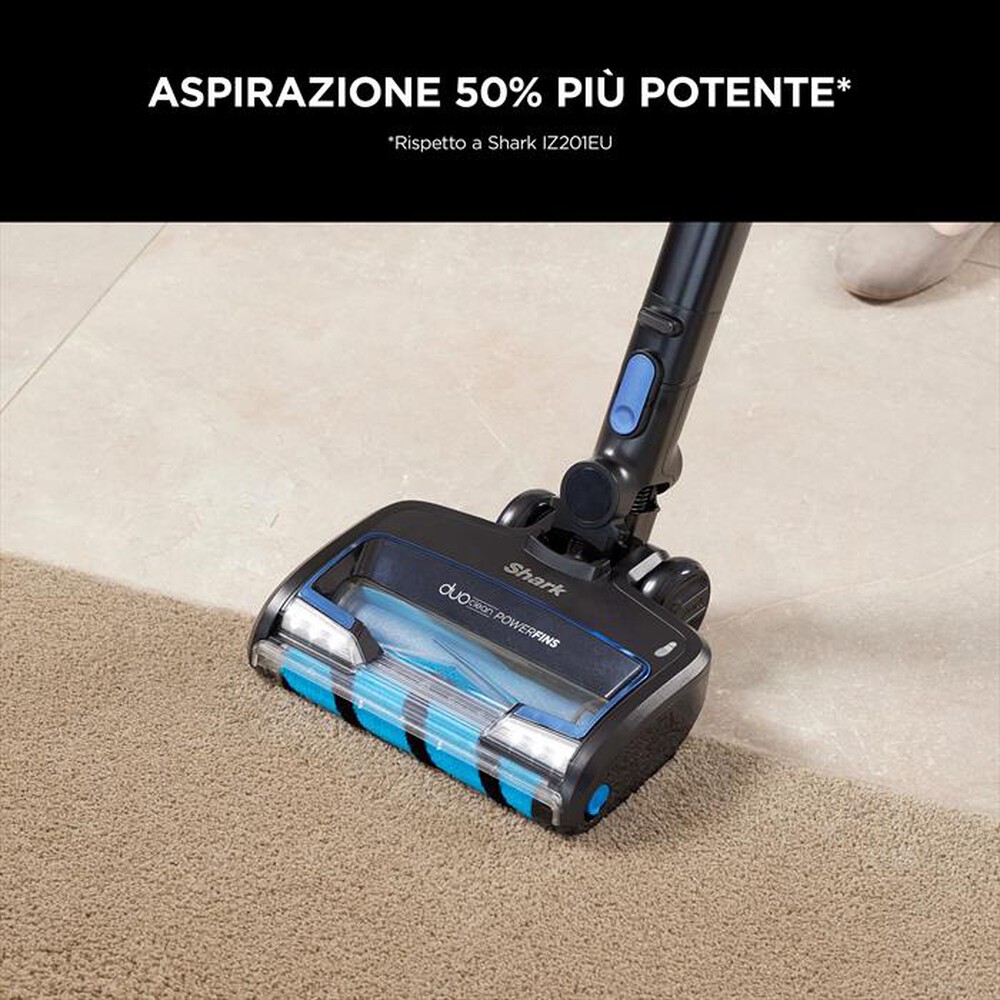 "SHARK - Aspirapolvere senza filo POWERFINS IZ320EUT-Nero e azzurro"