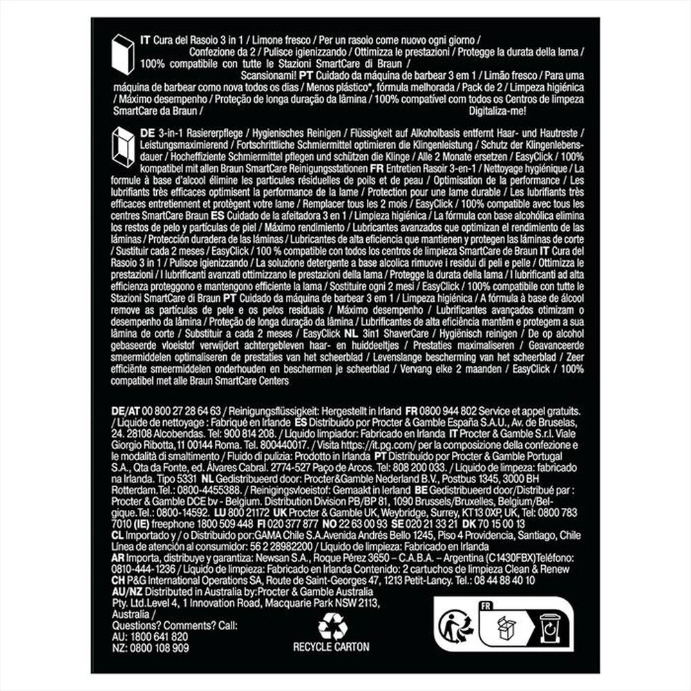 "BRAUN - SHAVERCARE CARTUCCE DI RICARICA-Trasparente"