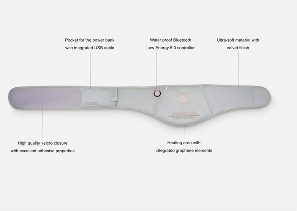 "VULPES - Cintura addominale riscaldata Smart S (60-90cm)-Bianco"