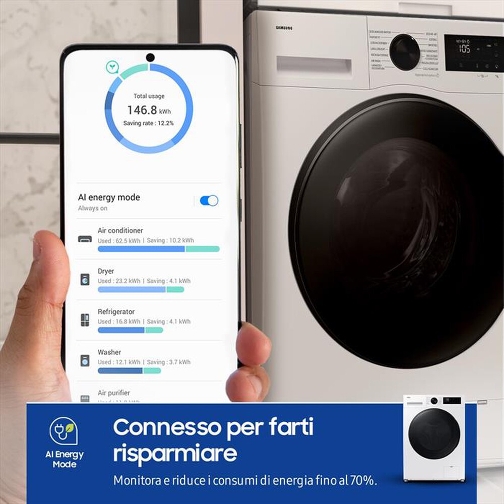 Immagine del prodotto SAMSUNG - Lavasciuga WD90DG5G34BEET 9/5Kg Classe A/E-bianca con oblò display nero