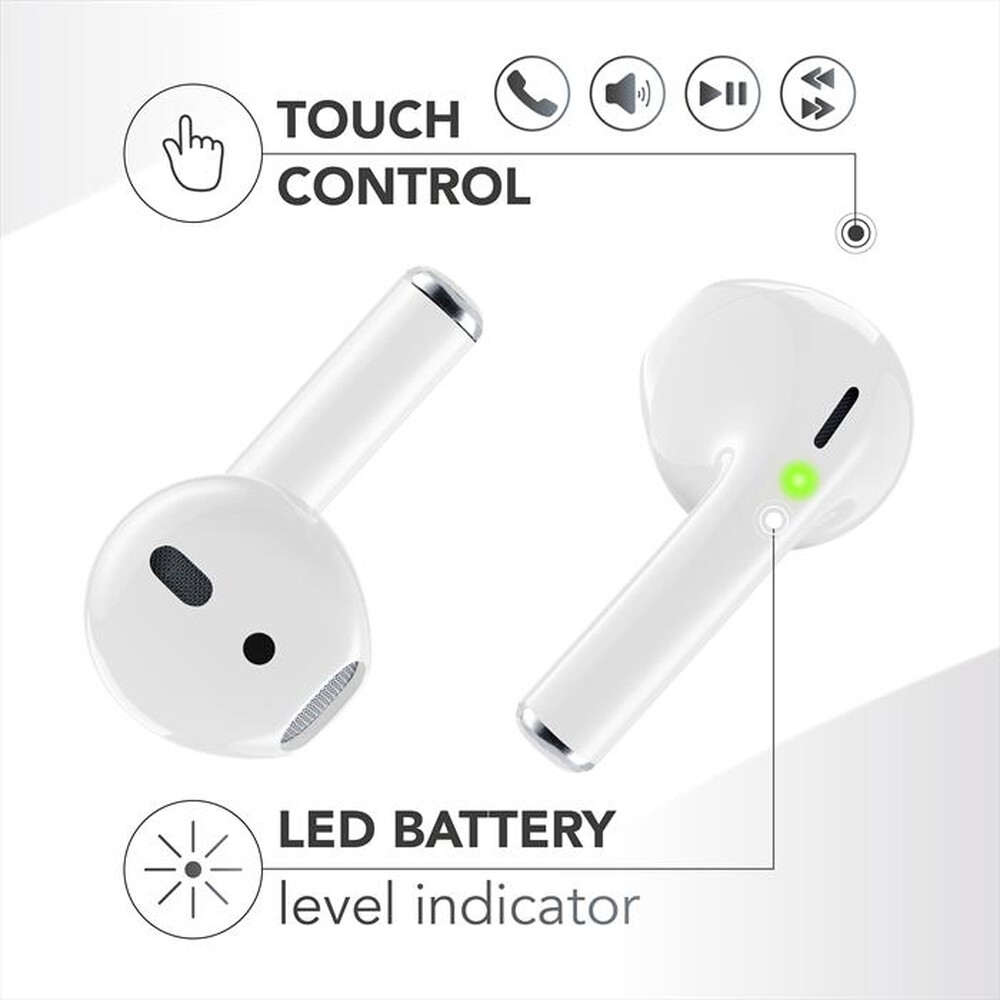 "MUSIC SOUND - AURICOLARI TWS CON DISPLAY LED-White"
