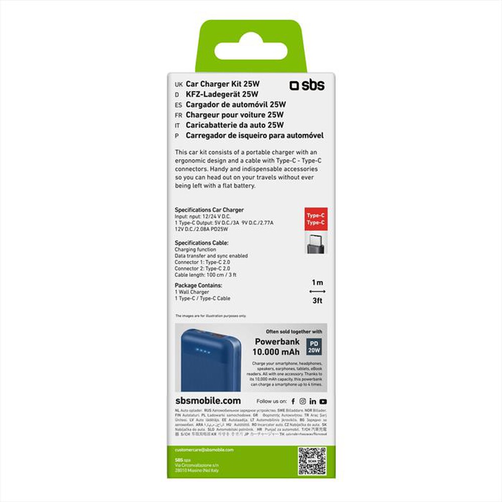 Immagine del prodotto SBS - Caricatore da auto TECRKITTCPD25W
