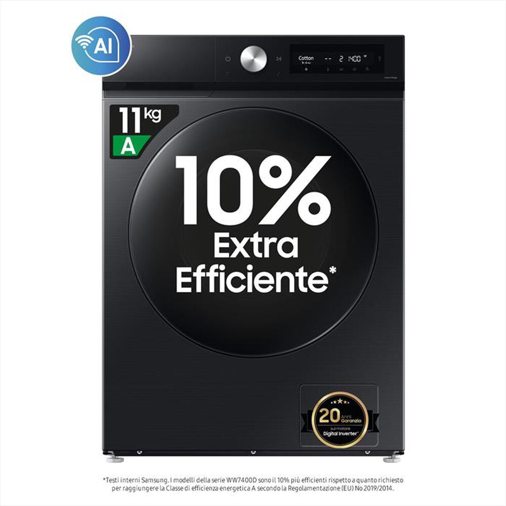 "SAMSUNG - Lavasciuga WD11DB7B85GBU3 11/6 Kg Classe A-nera con oblò e display nero"