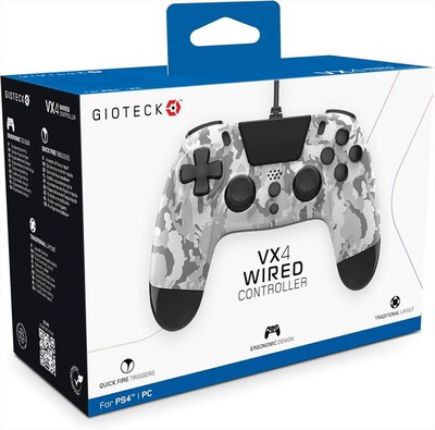 GIOTECK - VX-4 WIRED CONTROLLER CAMO PS4-Bianco/Nero