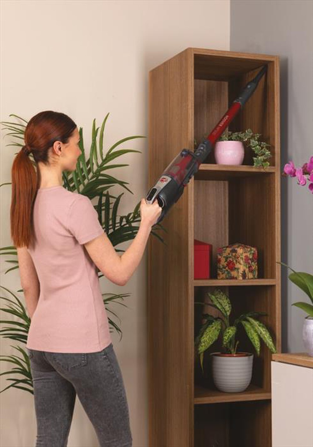 "HOOVER - Aspirapolvere ricaricabile HF522STH-Grigio, Rosso"