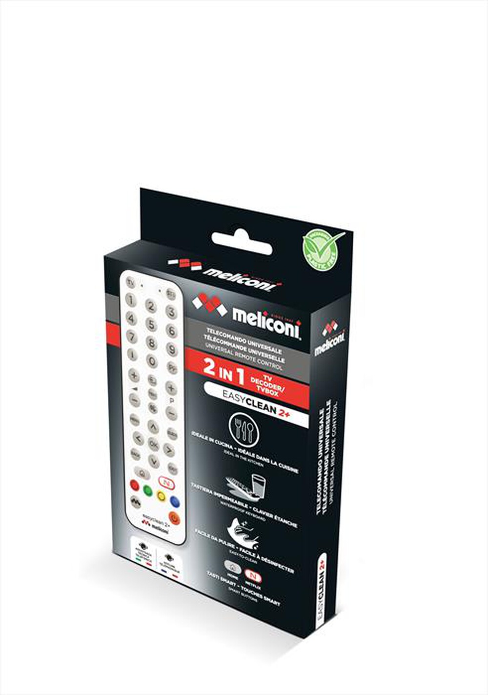 "MELICONI - Telecomando universale EASYCLEAN 2+-Tastiera a membrana bianca, fo"
