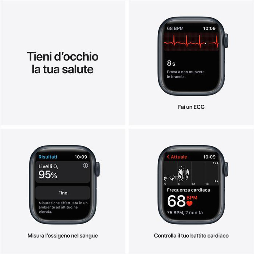 "APPLE - Apple Watch Series 7 GPS 41mm Alluminio-Cinturino Sport Mezzanotte"