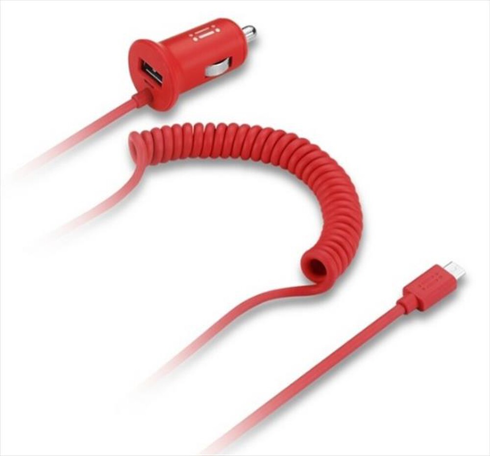 "AIINO - Car Charger 1USB 2.4A w/built-in Micro USB-Rosso"