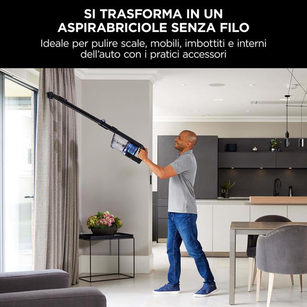 "SHARK - Aspirapolvere senza filo POWERFINS IZ320EUT-Nero e azzurro"