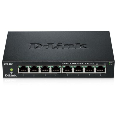 D-LINK - 8-Port Fast Ethernet Unmanaged Desktop Switch - 