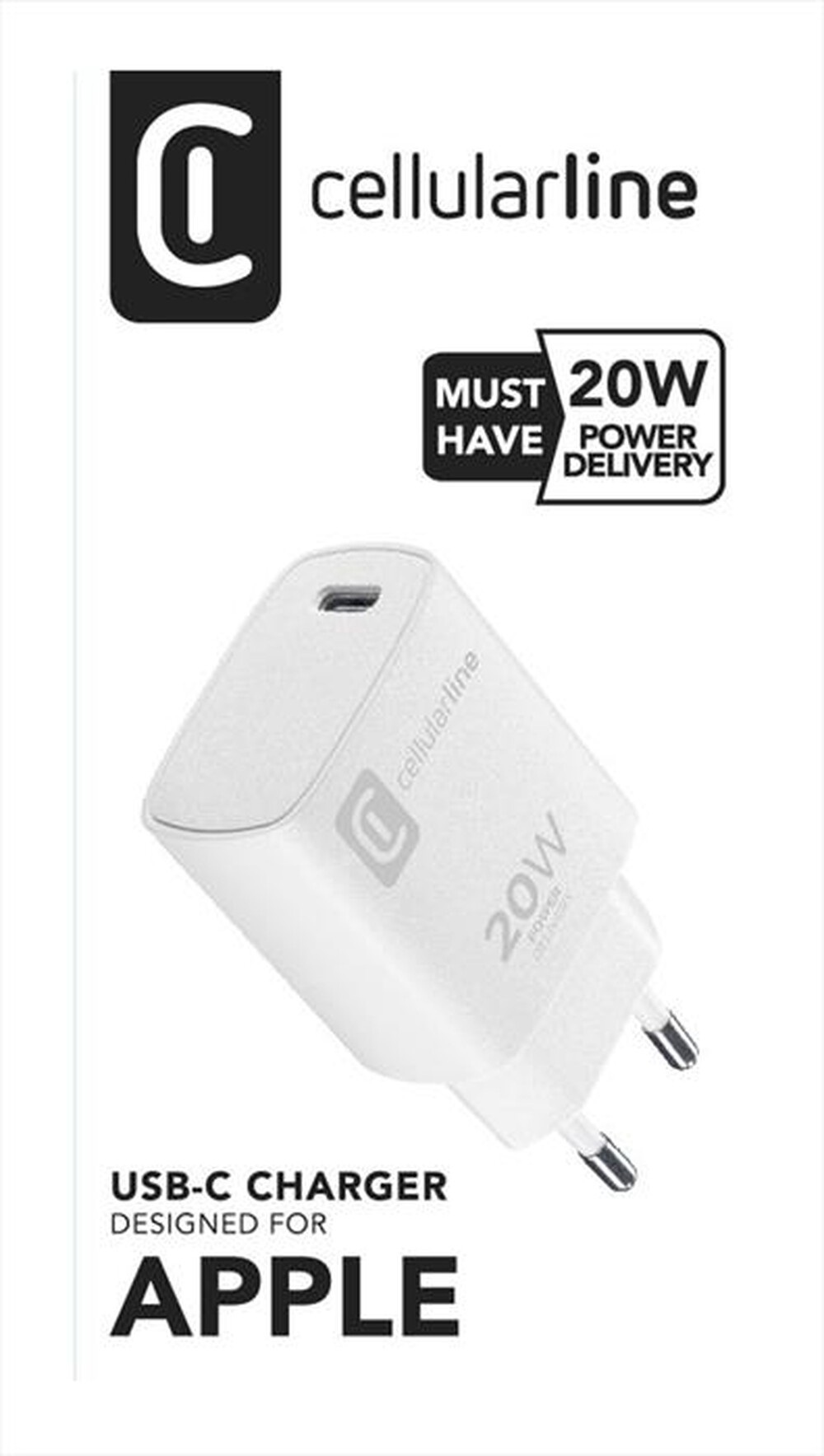 "CELLULARLINE - Caricatore da rete ACHIPHUSBCPD20SMLW-Bianco"
