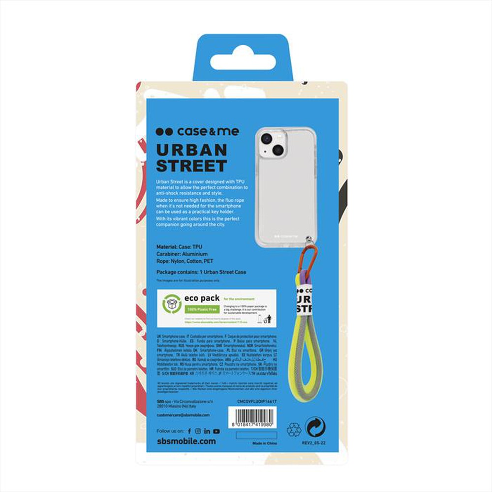 "CASEME - Cover CMCOVFLUOIP1461T per iPhone 14-Trasparente"