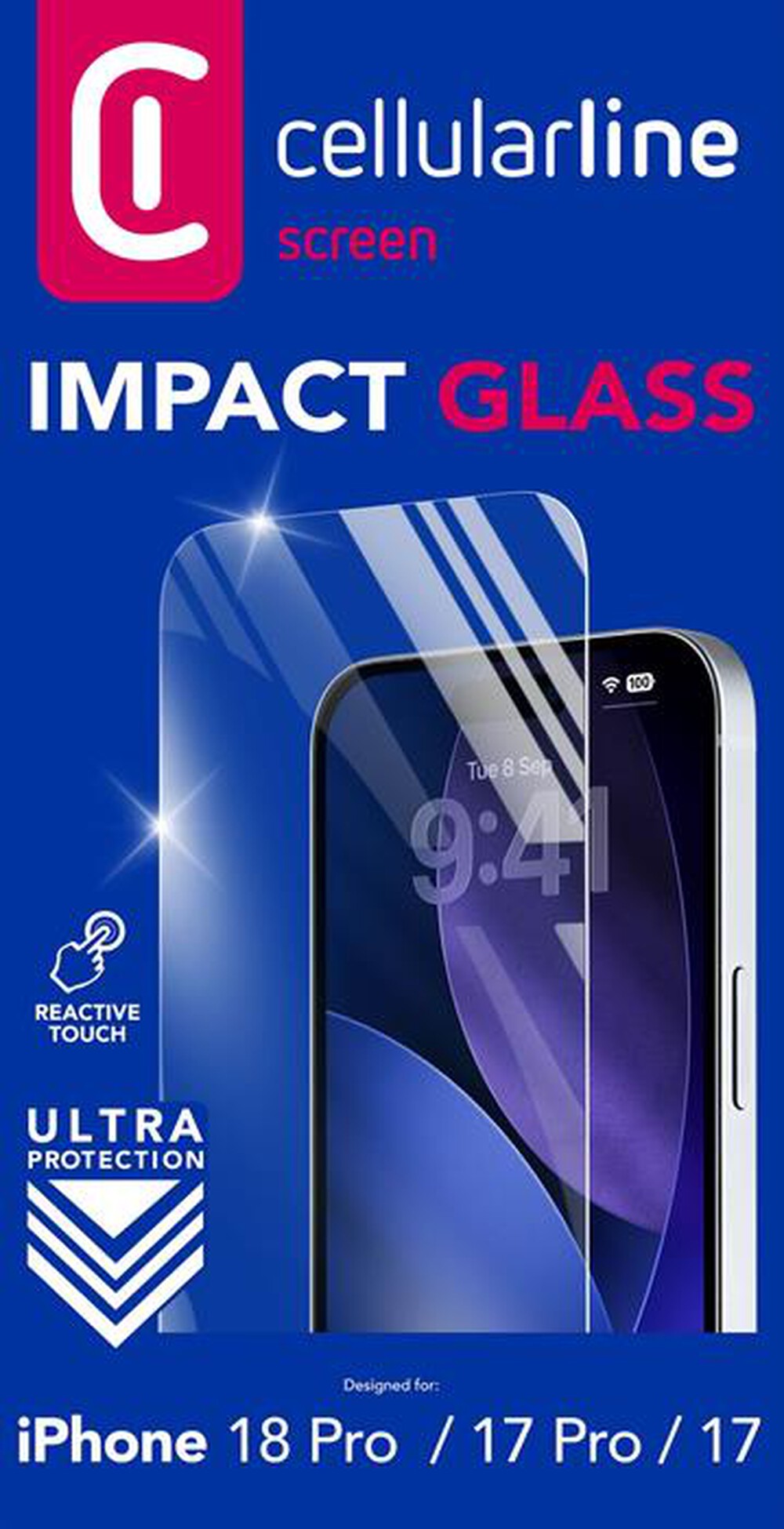 Immagine del prodotto CELLULARLINE - Pellicola protettiva IMPACT GLASS IPHONE 18 PRO-Trasparente