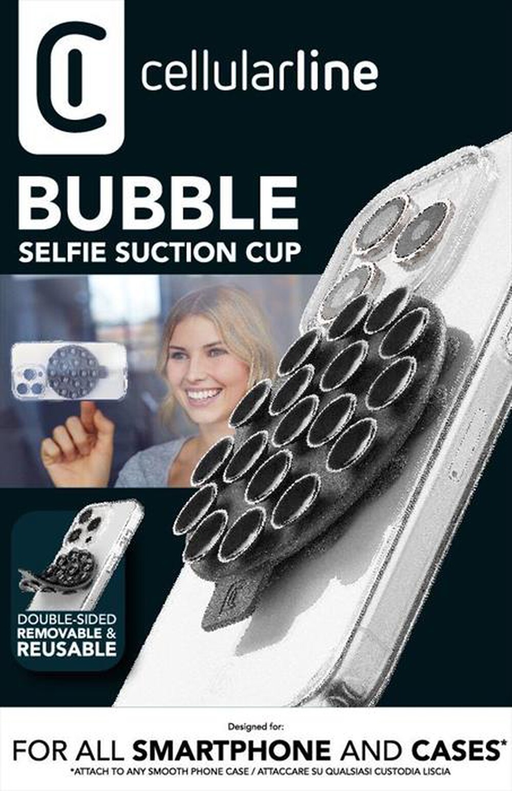 Immagine del prodotto CELLULARLINE - Supporto a doppia ventosa SELFIESUCTIONCUPK-Nero