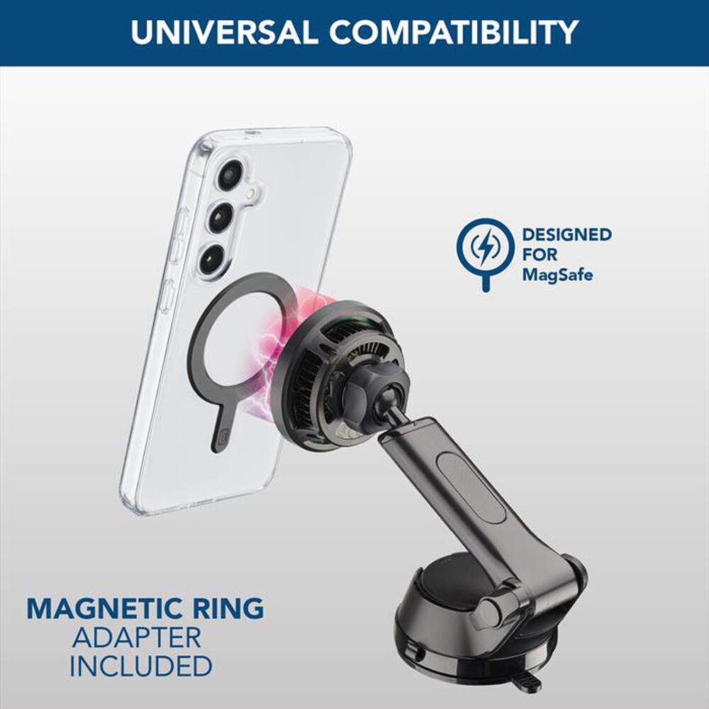 Immagine del prodotto CELLULARLINE - Supporto auto magnetico con tecnologia Qi2-Nero