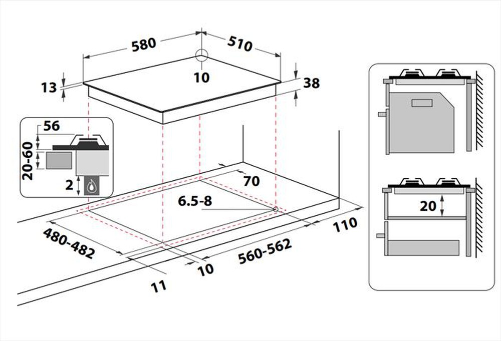Immagine del prodotto INDESIT - Piano cottura a gas TH 642 /I (AV) 58 cm-Avena