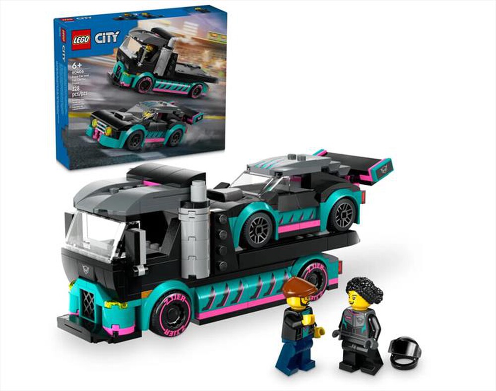 "LEGO - CITY Auto da corsa e trasportatore - 60406-Multicolore"
