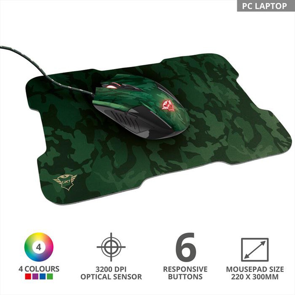 "TRUST - GXT781 RIXA CAMO MOUSE & PAD-Camouflage"