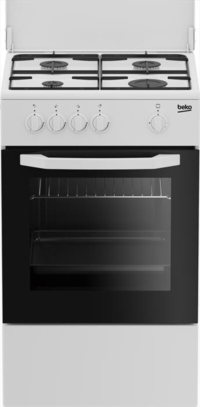 BEKO - Cucina a gas CSG42009DW-Nero, Bianco,  BEKO - Cucina a gas CSG42009DW-Nero, Bianco