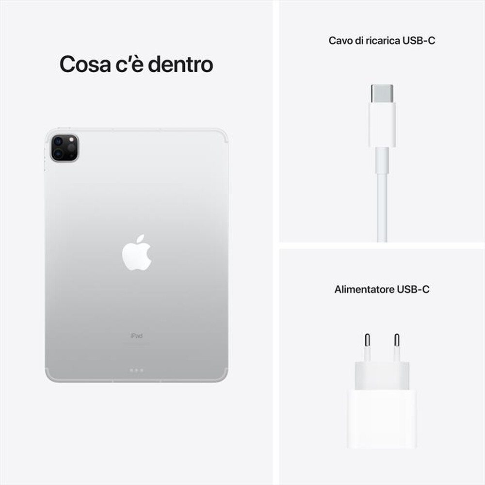 "APPLE - iPad Pro 11\" 256GB WiFi + CEL 5G MHW83TY/A 2021-Argento"