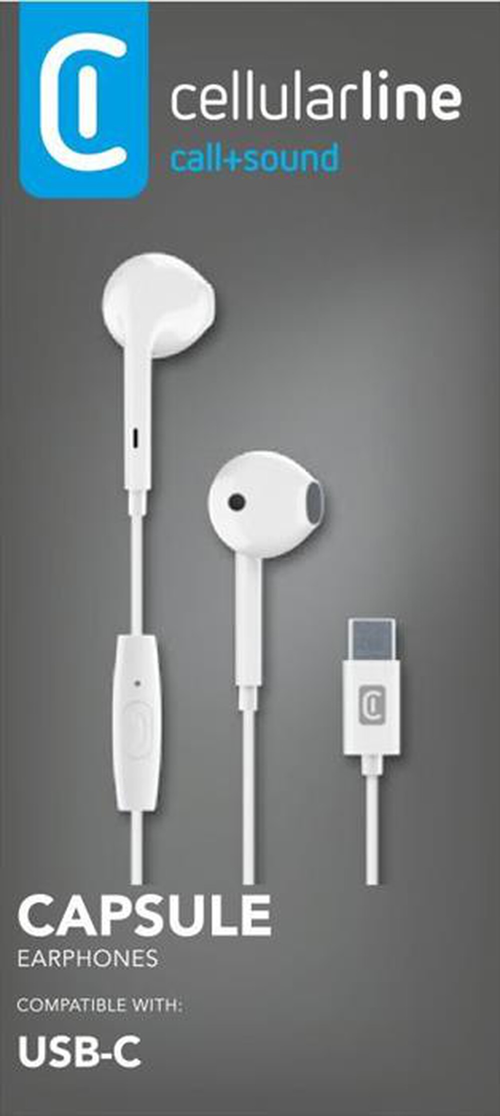Immagine del prodotto CELLULARLINE - Auricolare cuffia AUCAPSULETYPECW-Bianco
