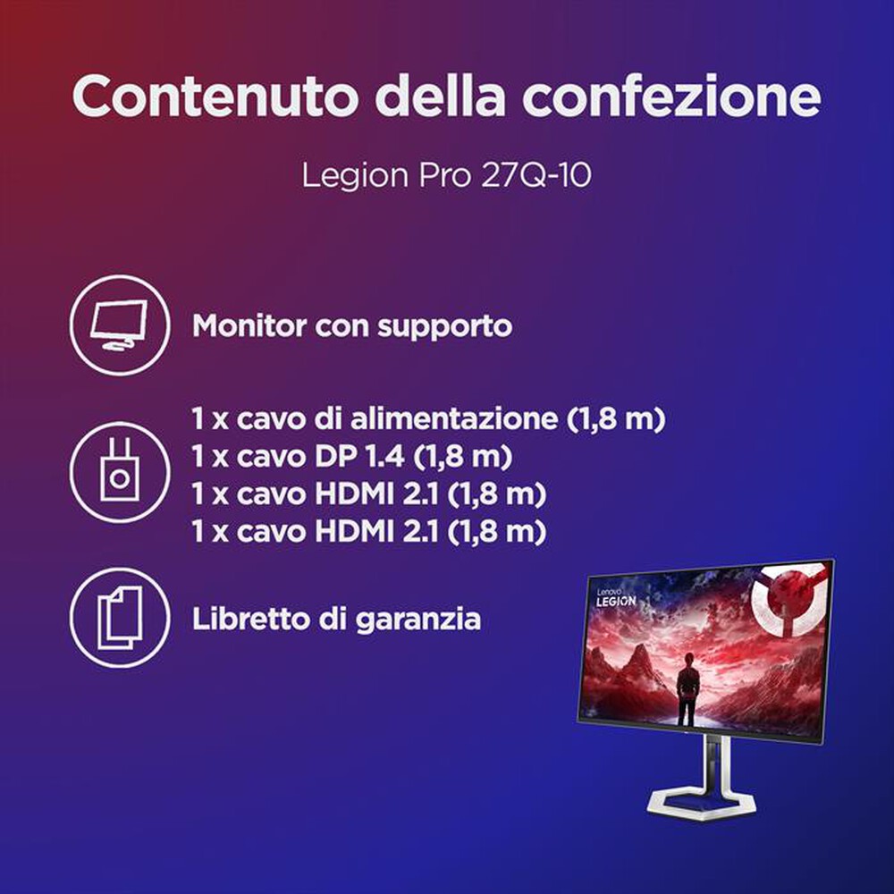 Immagine del prodotto LENOVO - Monitor OLED 26,5" LEGION PRO 27Q-10 68CFGACBIT-Raven black