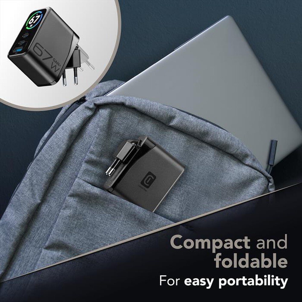 Immagine del prodotto CELLULARLINE - Caricabatterie da rete 67W POWERVIEW IQ 67W GAN-Nero