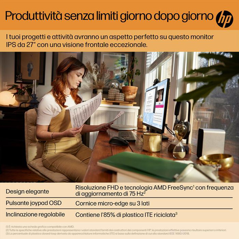 "HP - Monitor LED FHD 27\" V27I G5-Nero"